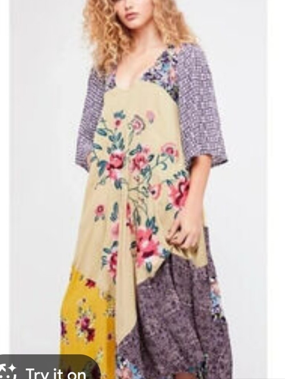 NWOT Free People River MARKET MIDI DRESS EMBROIDERED PATCHWORK GOWN